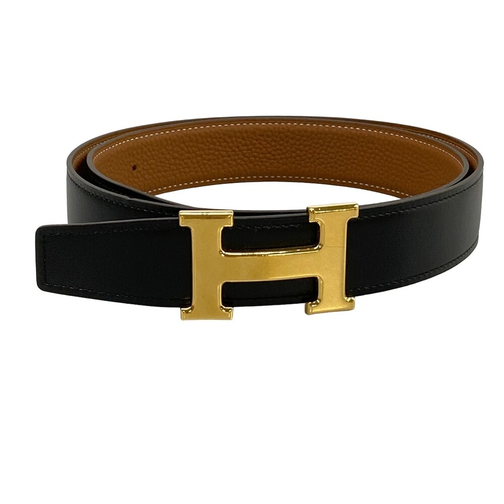 Hermes H Belt Black Brown Leather W #339198H88B